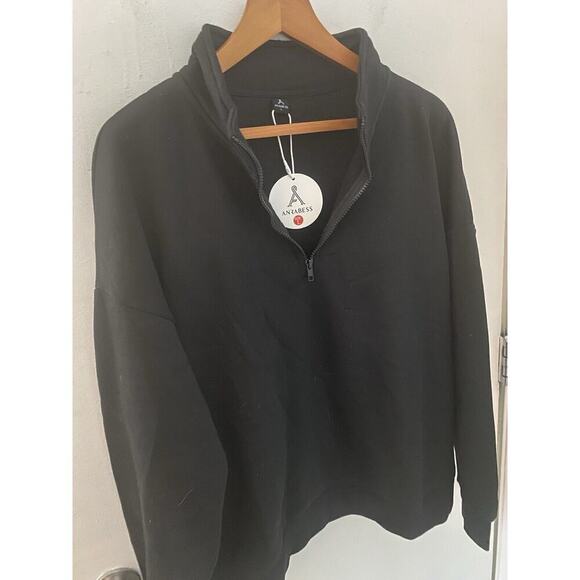 Anrabess 1/2 Zip Sweatshirt Women’s Large Black - Picture 2 of 4